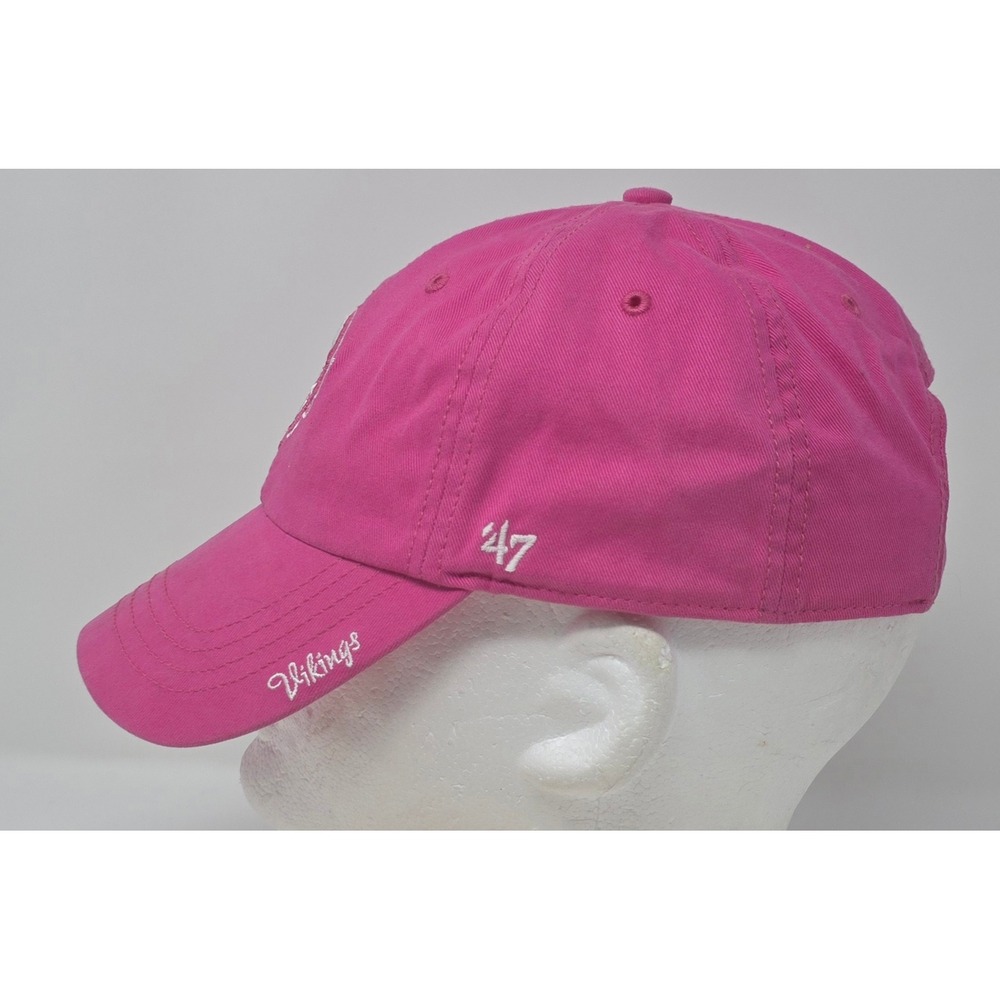 '47 Brand Minnesota Vikings Strapback Hat Womens Pink NFL Embroidered Cap - Picture 3 of 10